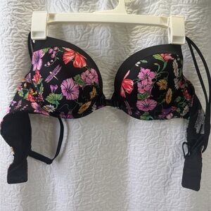 Victoria's Secret Black Floral Push-Up Bra